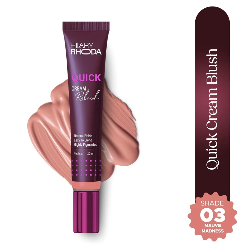 Hilary Rhoda Quick Cream Blush | Mauve | Long-Lasting & Buildable Liquid Blush | Highly Pigmented | Lightweight & Easy to Blend | For All Skin Types | (Mauve Madness) - 20ml - Thumbnail 2